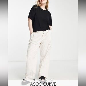 ASOS Curve Off-White Wide-Leg Trousers